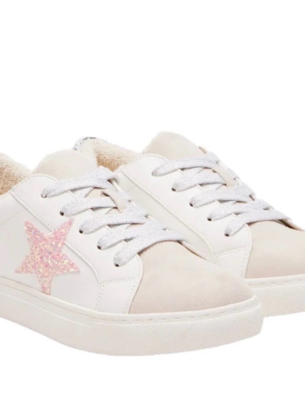 Steve Madden White Sneakers with Pink Star Accent - Women's Casual Shoes